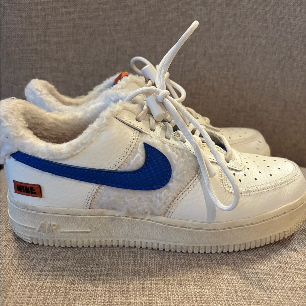 Nike Air Force White and Blue Sneakers